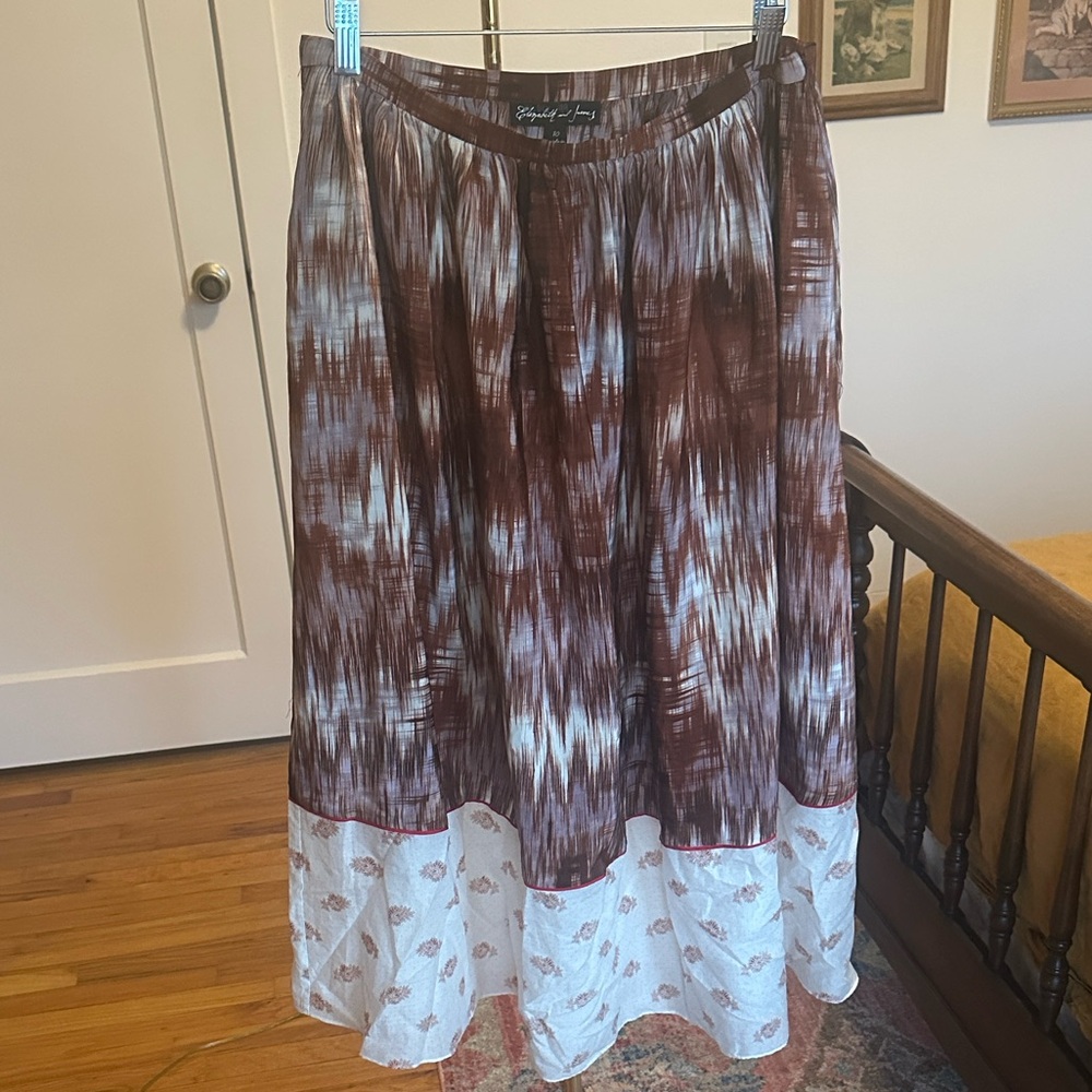 Elizabeth & James A-Line Skirt in Burgandy and Cream